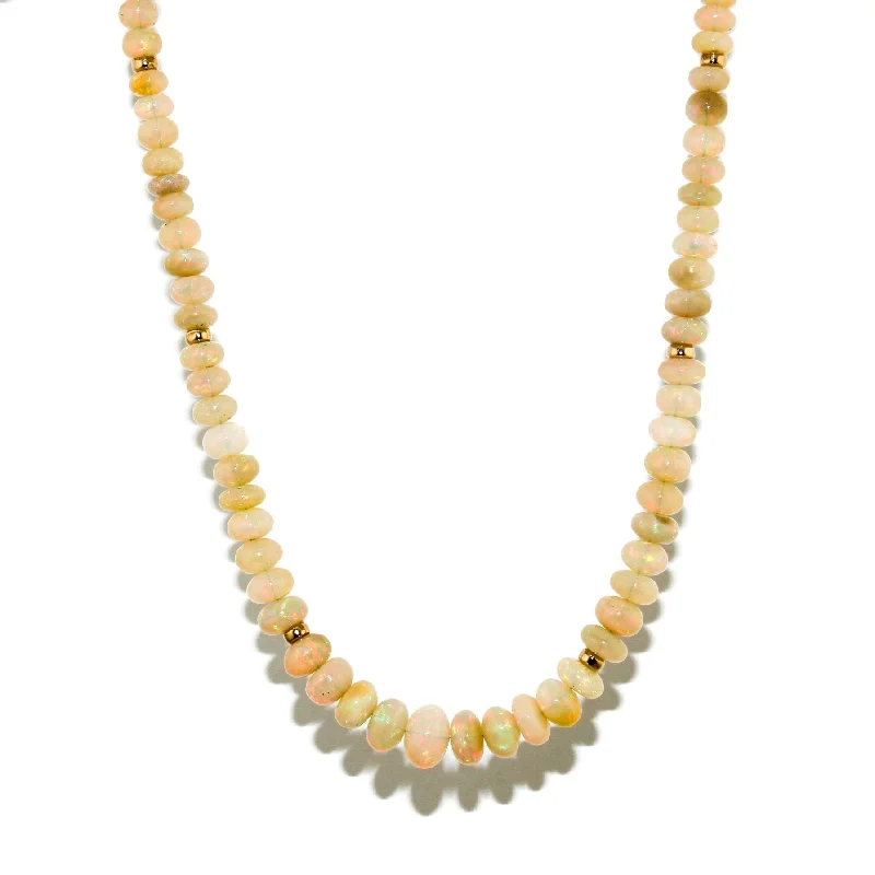 Ladies robust link necklaces -Welo Opal Necklace w/ 10 KT Gold Clasp