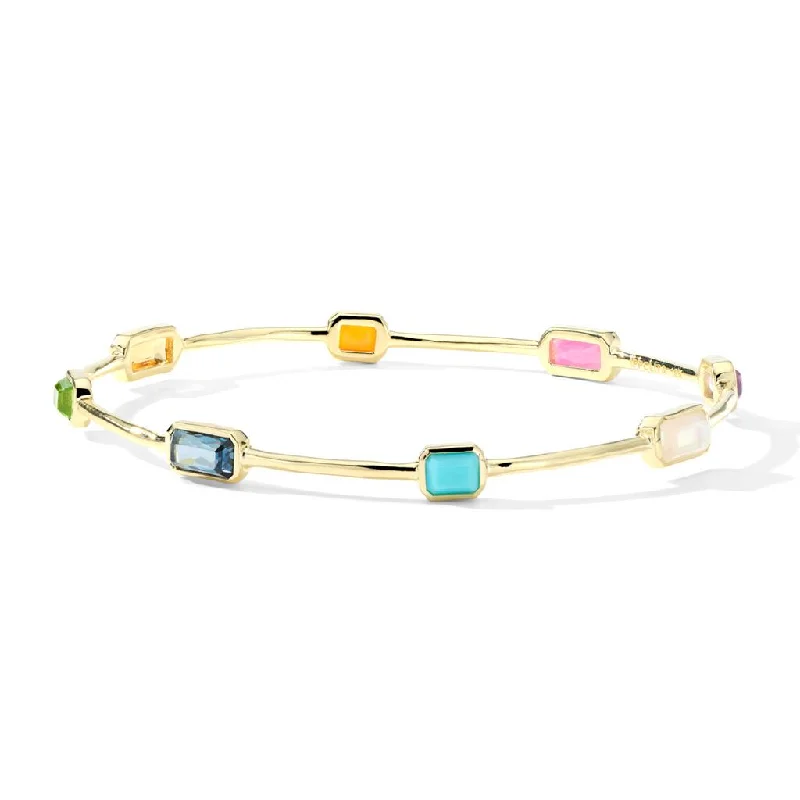 Ladies clan charm bracelets -Ippolita Rock Candy 18K Gold Gelato Bangle Bracelet in Summer Rainbow