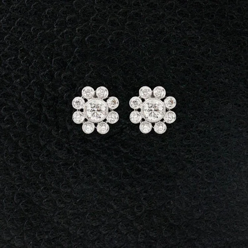 minimalist moon earrings for women -Diamond Flower Earrings