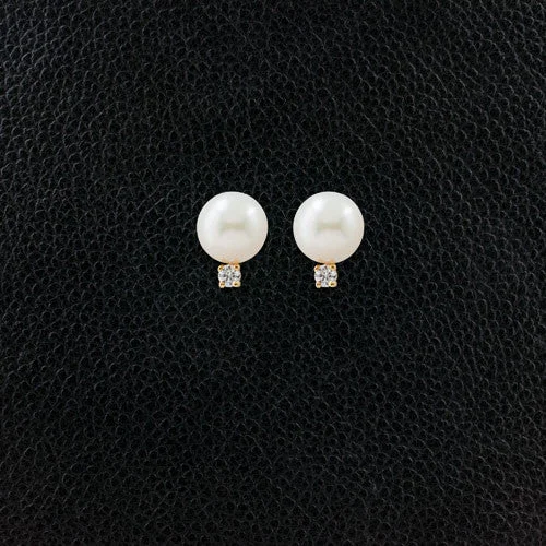 fringe earrings for women boho -Pearl & Diamond Estate Earrings