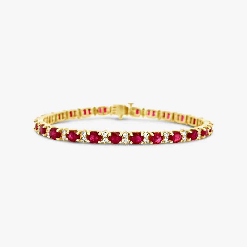 Ladies gear shine necklaces -10CT Ruby & Diamond Tennis Bracelet