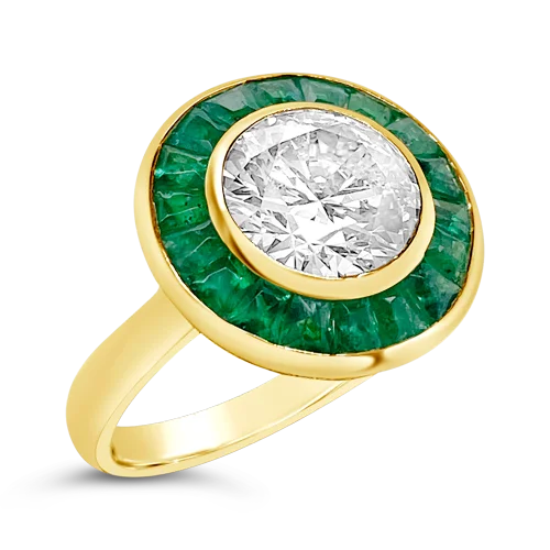 fringe detail rings for women -Emerald & Diamond Ring