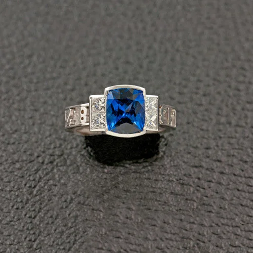 ladies promise rings for couples -Sapphire & Diamond Ring