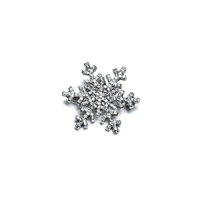 ladies sterling silver brooch with stones -Sparkling Diamante Snowflake Brooch