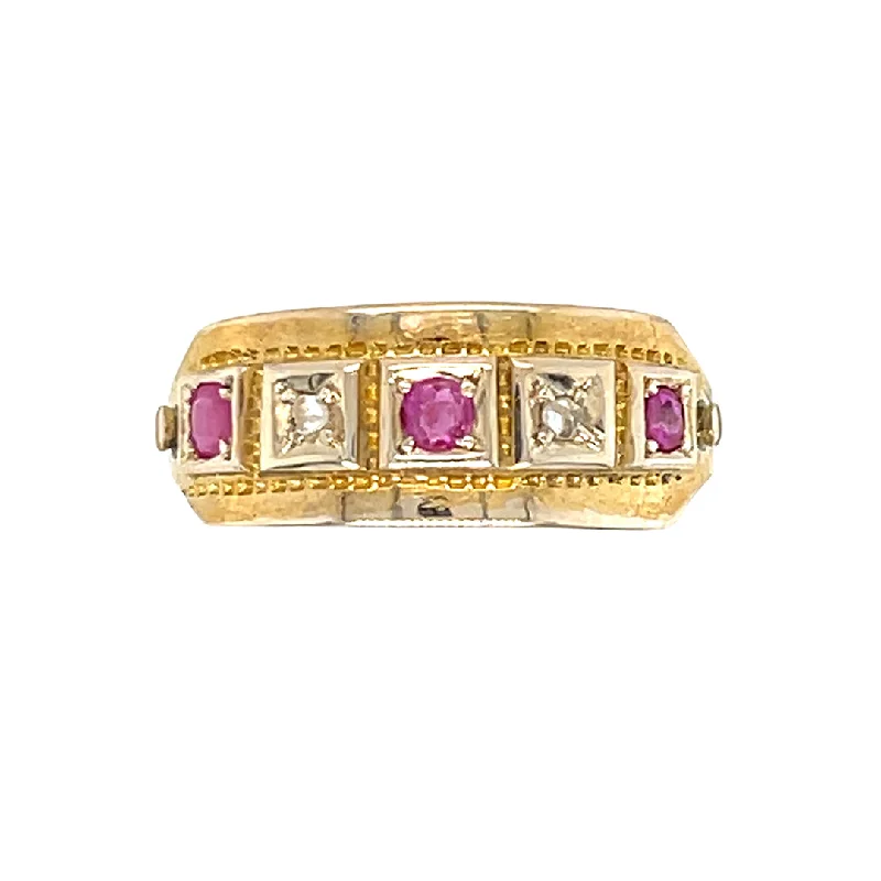 ladies rose gold rings circles -Ruby & Diamond Gypsy Ring