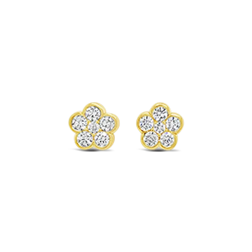 rose gold bar earrings for women -Diamond Flower Earrings