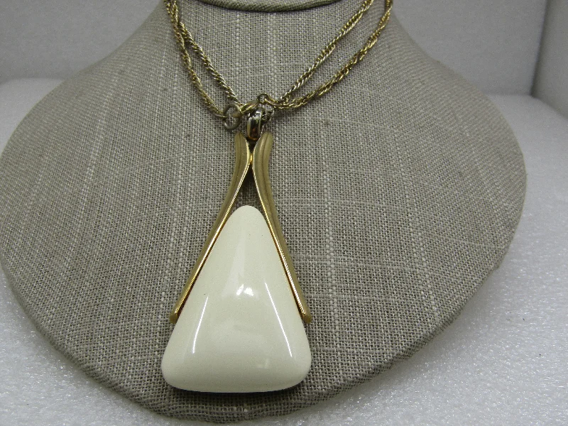 Ladies regal gold necklaces -Vintage Crown Trifari Modern Tan Necklace, 24", 1960's-1970's