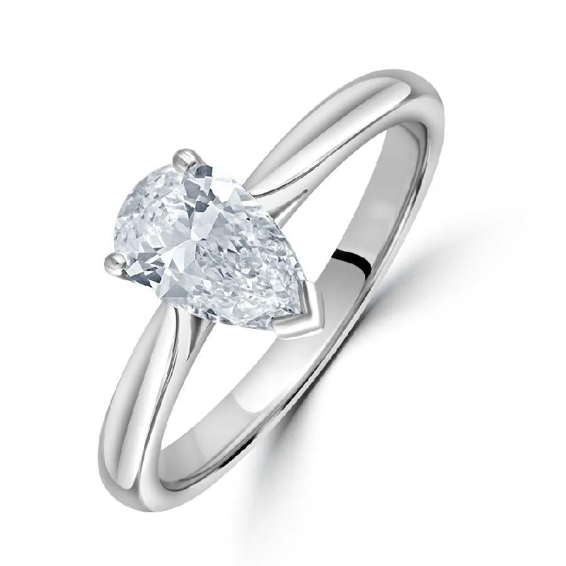 rope design rings for women -0.71ct Diamond Pear Cut Solitaire Platinum Ring