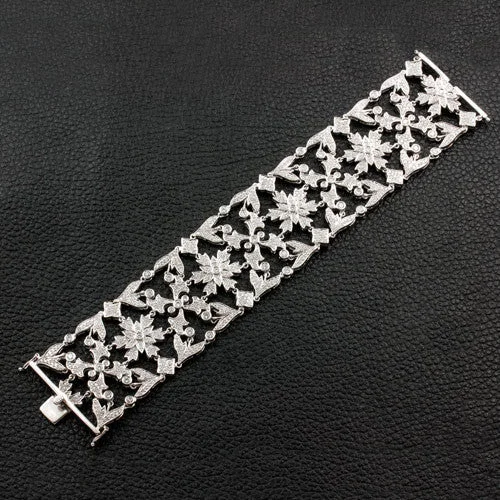 Ladies firm weight bracelets -Wide Diamond Straight Bracelet