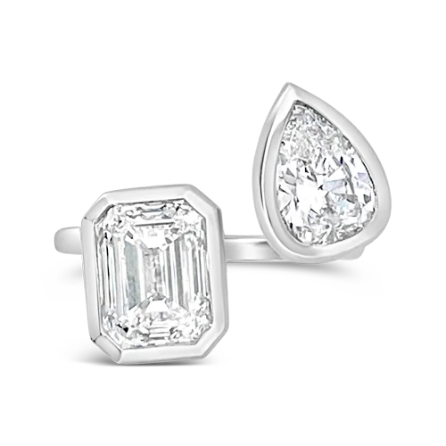 moonstone rings for women elegant -Emerald cut & Pear Shaped Diamond Ring