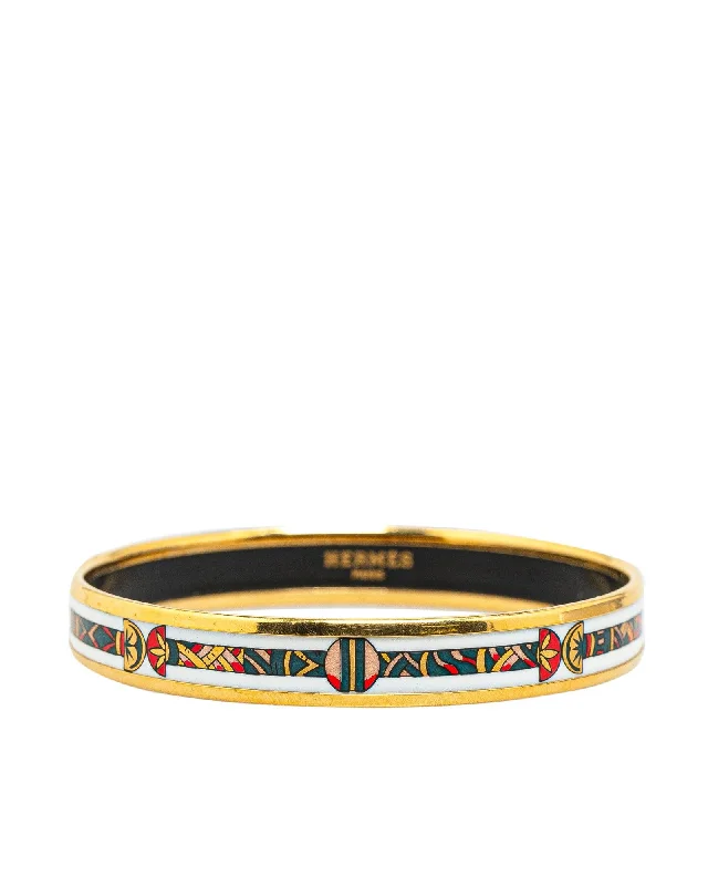 Ladies rebel punk bracelets -Enamel and Gold-Plated Narrow Egyptian Columns Bangle