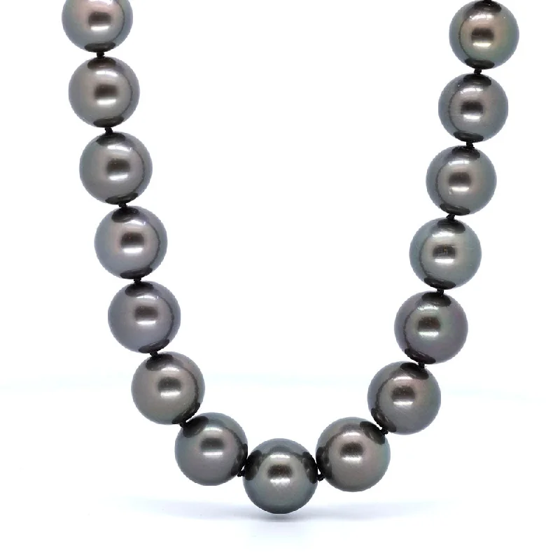 Ladies frosty glow necklaces -Black Tahitian Pearl Necklace