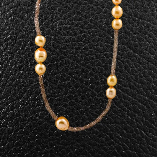 Ladies heavy bold necklaces -Golden Pearl & Smoky Quartz Necklace