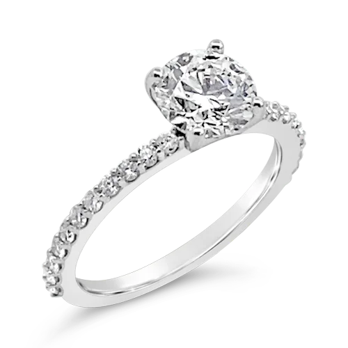 chain accent rings for women -Round Diamond Engagement Ring