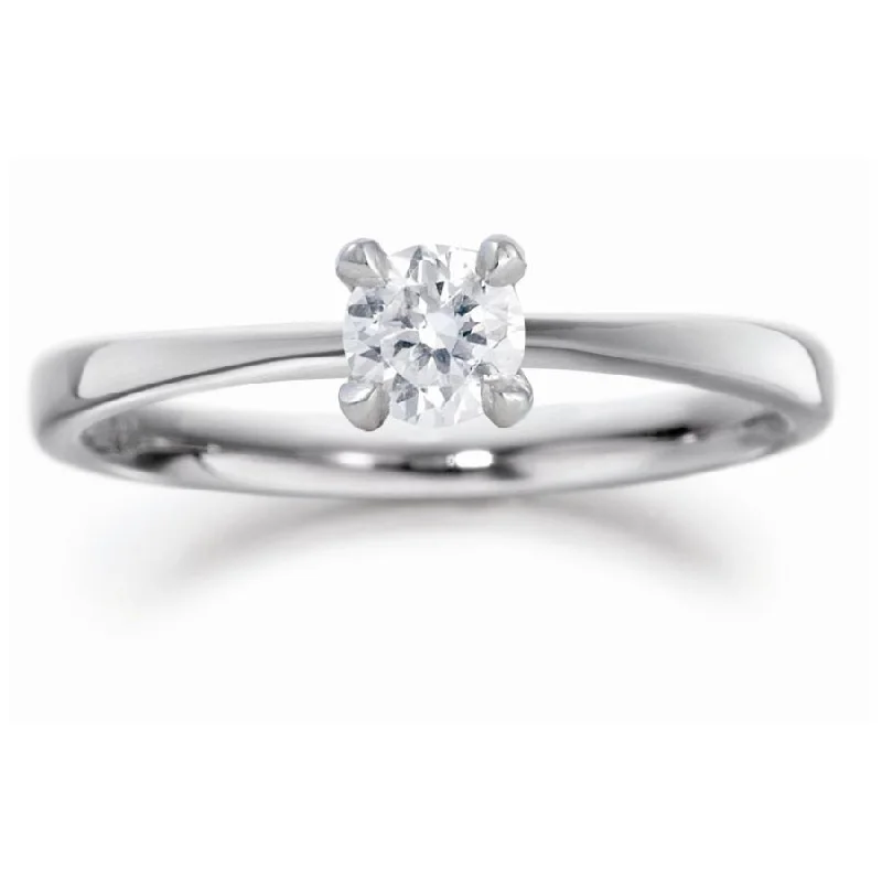 engraved rings for women personalized -Palladium claw set 0.25ct diamond solitaire ring