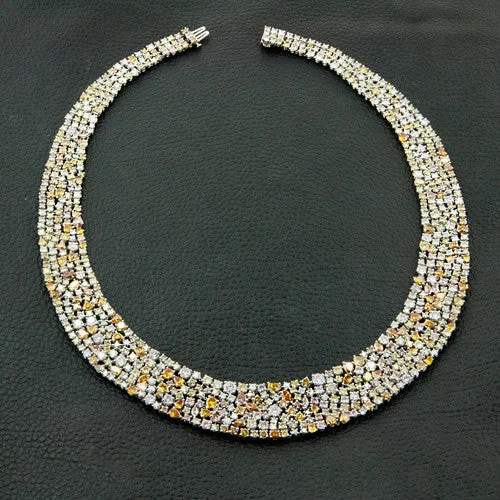 Ladies tiered layer necklaces -Fancy Colored Diamond Necklace