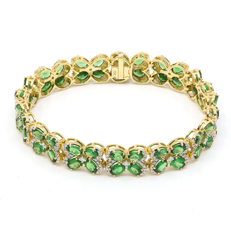 Ladies sophisticated elegance bracelets -Tsavorite & Diamond Flower Bracelet