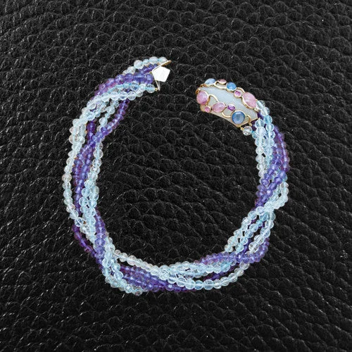 Ladies pony stride necklaces -Amethyst & Aquamarine Bead Necklace