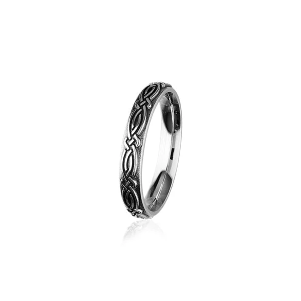 lace design rings for women -Celtic Silver Ring R400