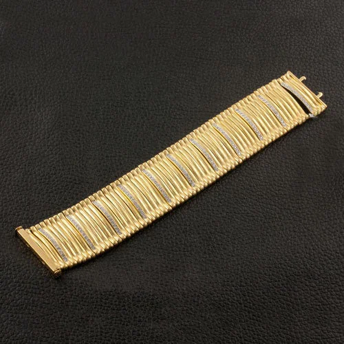 Ladies regal gold bracelets -Flexible Gold Bar Bracelet with Diamonds