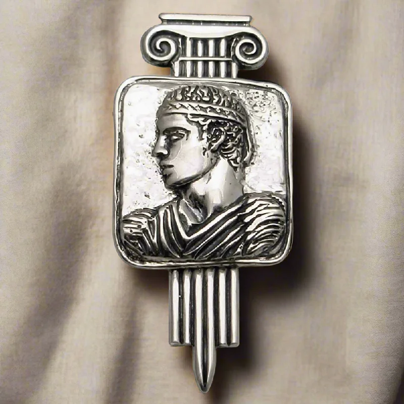 ladies yellow gold brooch stars -Charioteer of Delphi Brooch in Sterling Silver (K-82)