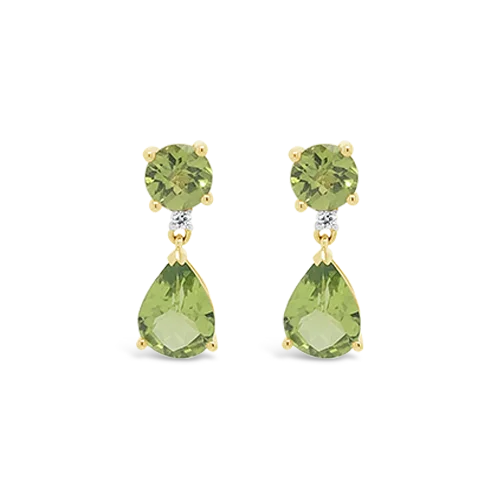 moonstone earrings for women elegant -Peridot & Diamond Dangle Earrings