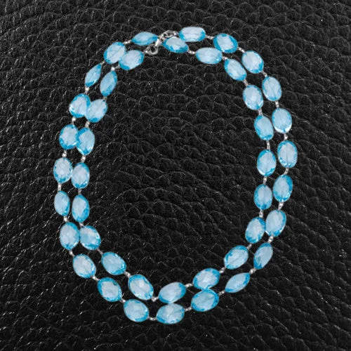 Ladies playful acrylic necklaces -Blue Topaz Bead Necklace