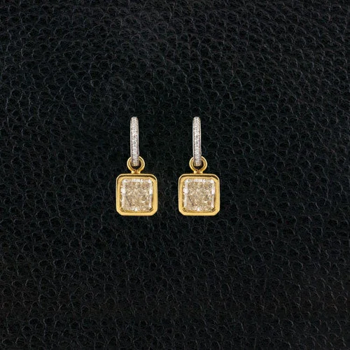 rose gold initial earrings for women -Yellow & White Diamond Earrings