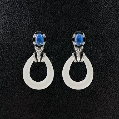 ladies gem earrings animal designs -Crystal, Tanzanite, Onyx & Diamond Earrings