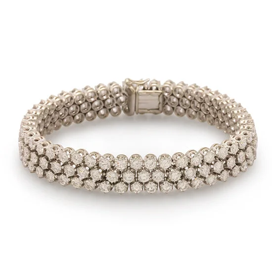 Ladies special occasion bracelets -Three Row Diamond Tennis Bracelet