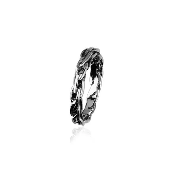 ladies white gold rings twists -Sterling Silver Ring Oxidised with Pattern R82