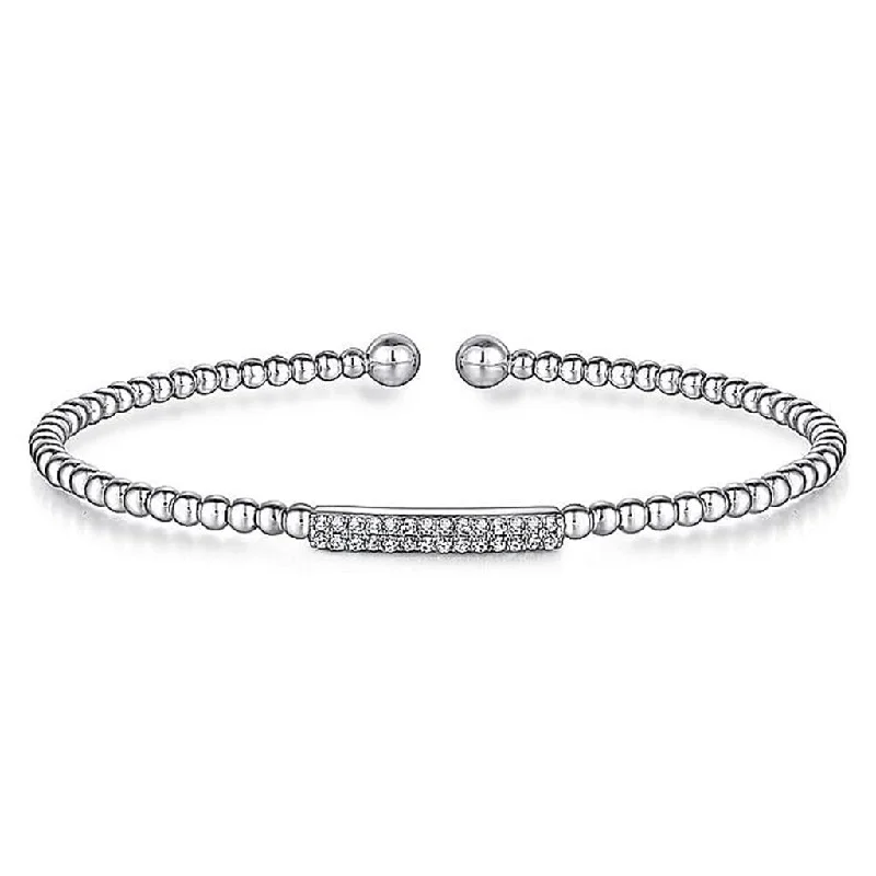 Ladies moon shine bracelets -Gabriel& Co. 14K White Gold Bujukan Bead Cuff Bracelet with Diamonds