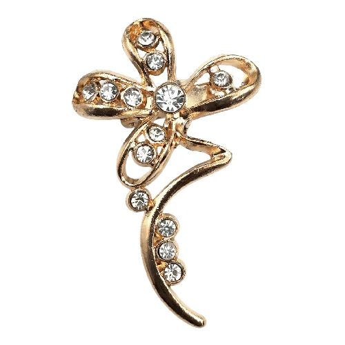 ladies yellow gold brooch hoops -Blossom Brilliance Flower Brooch