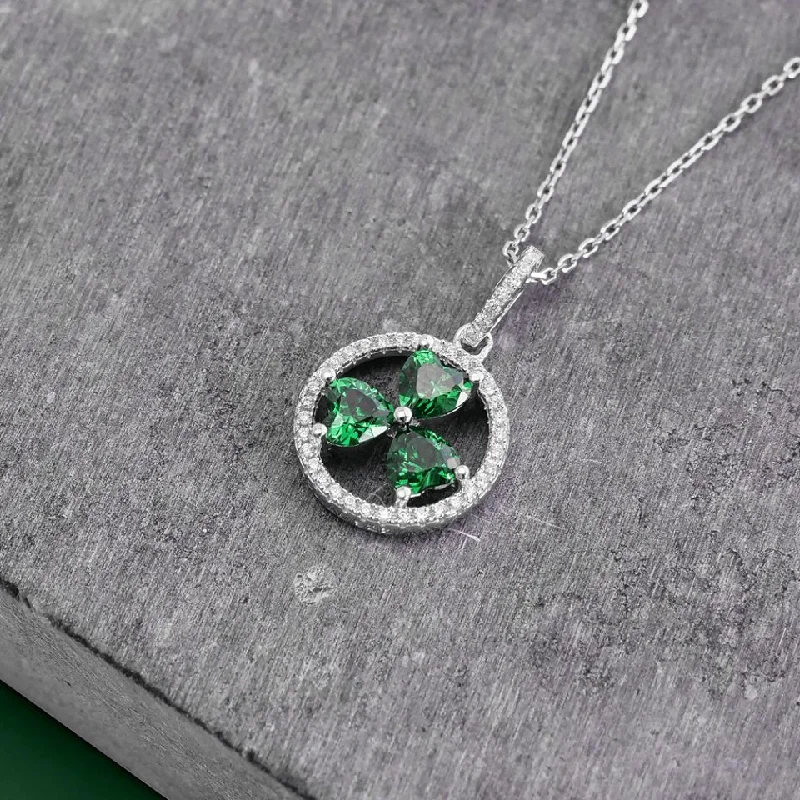 Ladies kitty paw necklaces -Shamrock Circle Necklace