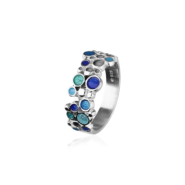 ladies white gold rings twists -Dröfn Enamel Ring ER114