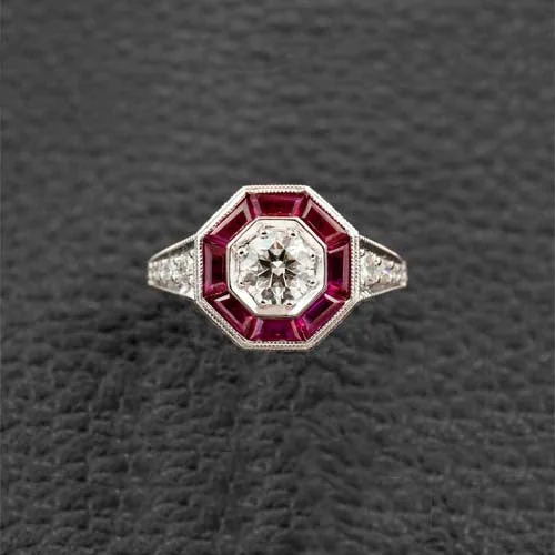 ladies birthstone rings family themes -Ruby & Diamond Engagement Ring