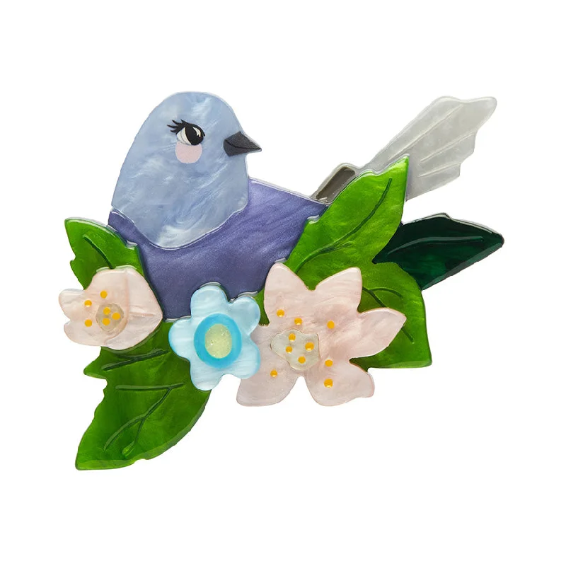 mixed metal brooch for women -Erstwilder x Fleur Harris - Gentle Bluebird Brooch*