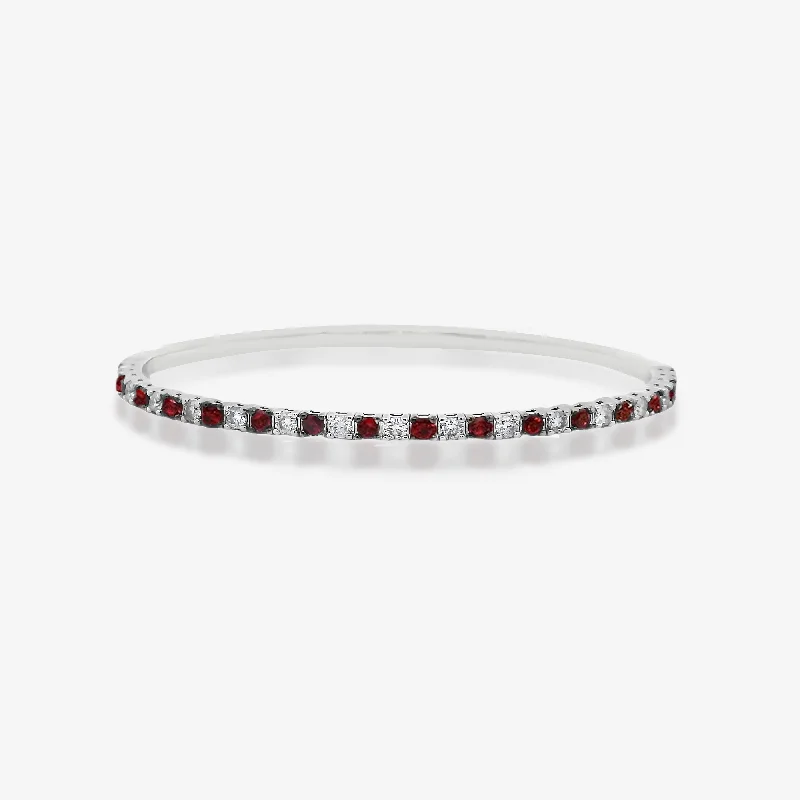 Ladies thin sparkle bracelets -1/2 Way Ruby & Diamond Flex Bangle Bracelet