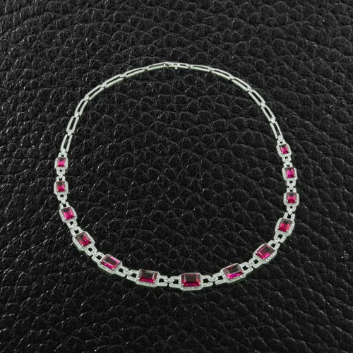 Ladies playful acrylic necklaces -Rubellite & Diamond Necklace