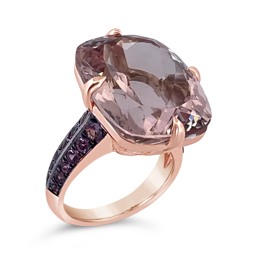 trendy minimalist rings for ladies -Morganite & Pink Sapphire Ring