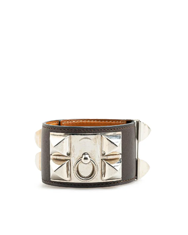 Ladies heartfelt glow bracelets -Palladium Plated Leather Cuff Bracelet with Metal Hardware