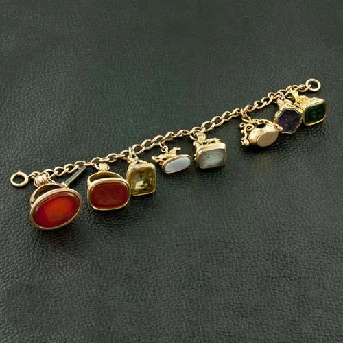 Ladies drive glow bracelets -Antique Watch Fob Bracelet