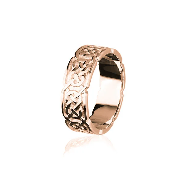 ladies rose gold rings links -Celtic Rose Gold Ring RXR126