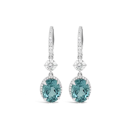 rope design earrings for women -Paraiba Tourmaline & Diamond Earrings