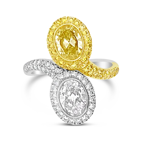 delicate rings for women small fingers -Yellow & White Diamond Bypass Ring