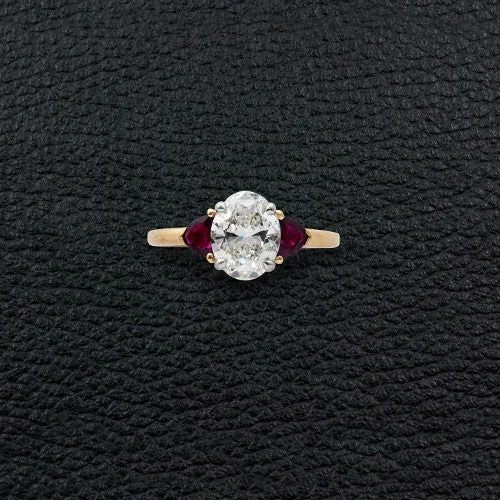 ladies casual rings for everyday -Diamond & Ruby Engagement Ring