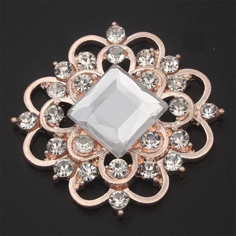 infinity design brooch for women -Rose Gold Flatback Rhinestone Brooch BR-081