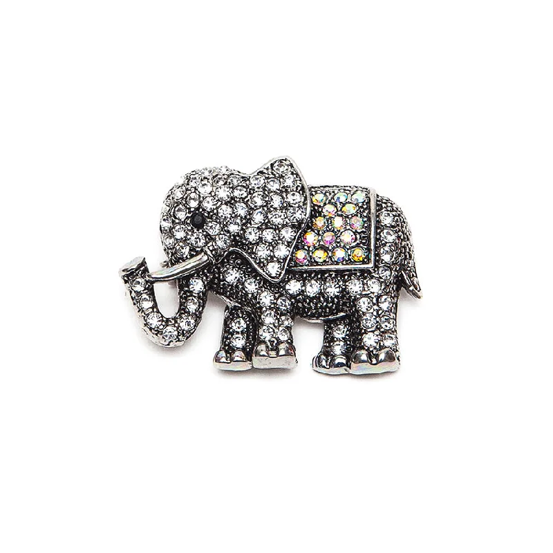 woven pattern brooch for women -Sparkly Crystal Elephant Brooch