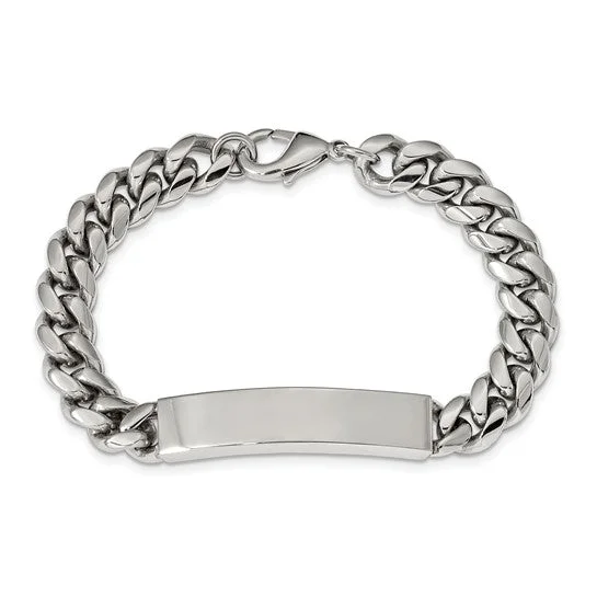 Ladies peace flow bracelets -Stainless Steel Polished Curb Chain 8.25 inch ID Bracelet