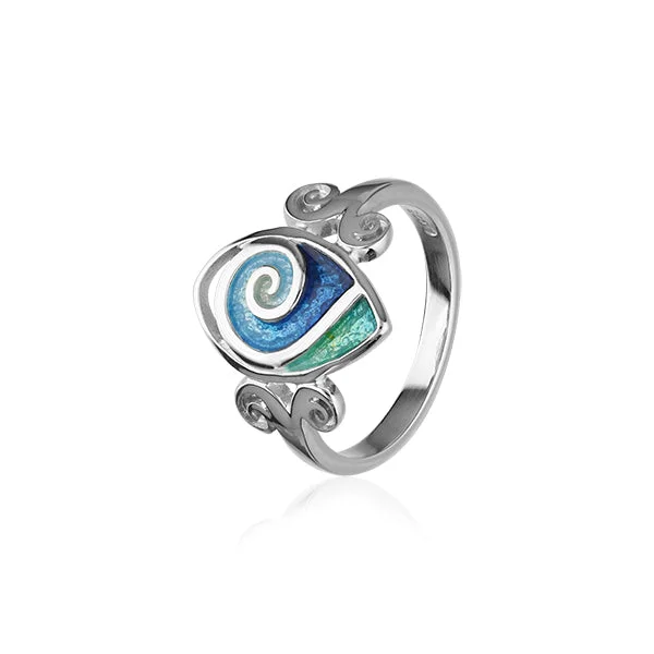 floral band rings for women -Tranquility Silver Ring ER104